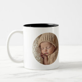 Minimalist Baby Photo with Text | Custom Gift Zweifarbige Tasse