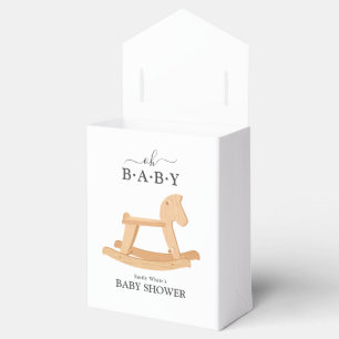 Minimalist Baby Shower mit Schaukelpferd Geschenkschachtel