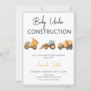 Minimalist Baby Under Construction Baby-Party Einladung
