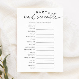 Minimalist Baby Word Scramble Game Einladung