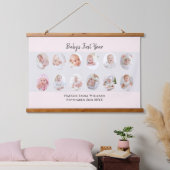 Minimalist Baby's First Year 12 Photo Collage Wandteppich Mit Holzrahmen (Schlafzimmer)