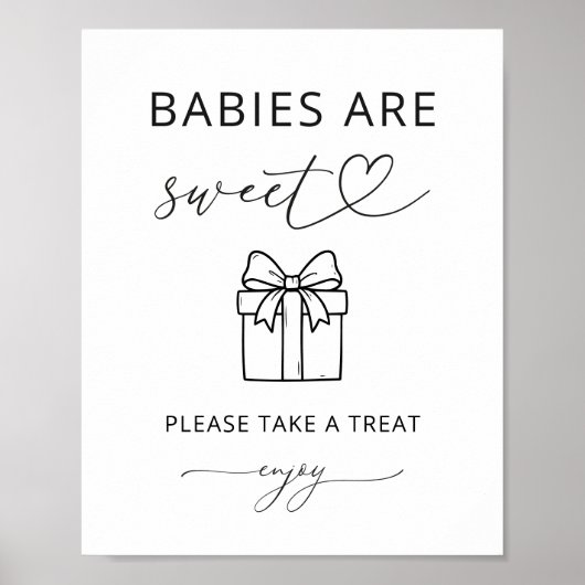 Minimalist Babys sind süße Gefallen Party Schild (Vorne)