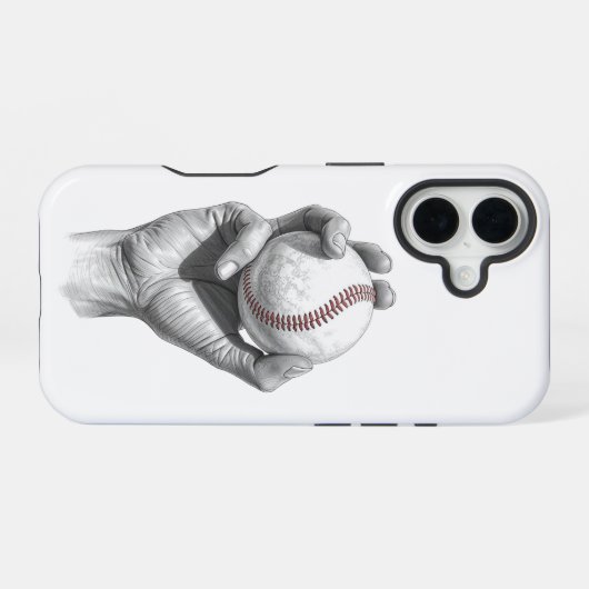 Minimalist Baseball iPhone 16 Hülle (Rückseite (Horizontal))
