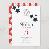 Minimalist Baseball Stars Birthday Party Einladung (Vorne/Hinten)