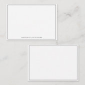 Minimalist Basic Personalize Black Stationery Mitteilungskarte (Vorne/Hinten)