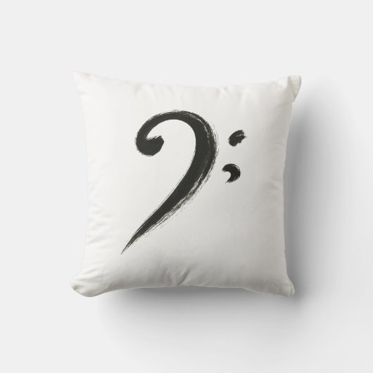 Minimalist Bass Clef – Ink Brush Music Symbol on Kissen (Vorderseite)