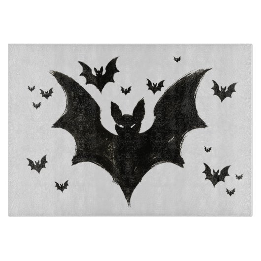 Minimalist Bat – Ink Brush Halloween Creature on Schneidebrett (Vorderseite)