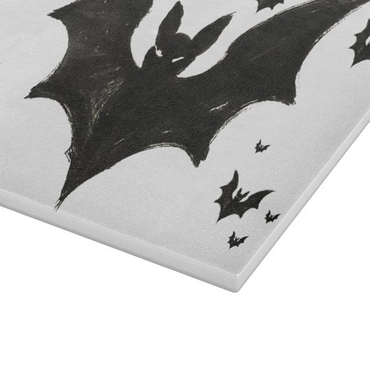 Minimalist Bat – Ink Brush Halloween Creature on Schneidebrett (Ecke)