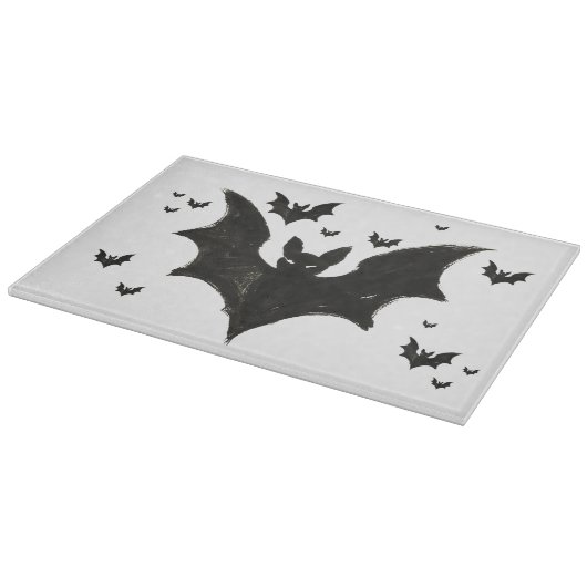 Minimalist Bat – Ink Brush Halloween Creature on Schneidebrett (Ecke)