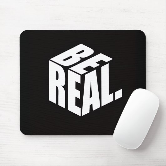 Minimalist “BE REAL.” Cube Typography Mouse Pad Mousepad (Mit Mouse)