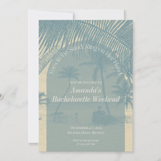 Minimalist Beach Bachelorette Invitation Itinerary Einladung (Vorderseite)