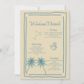 Minimalist Beach Bachelorette Invitation Itinerary Einladung (Rückseite)