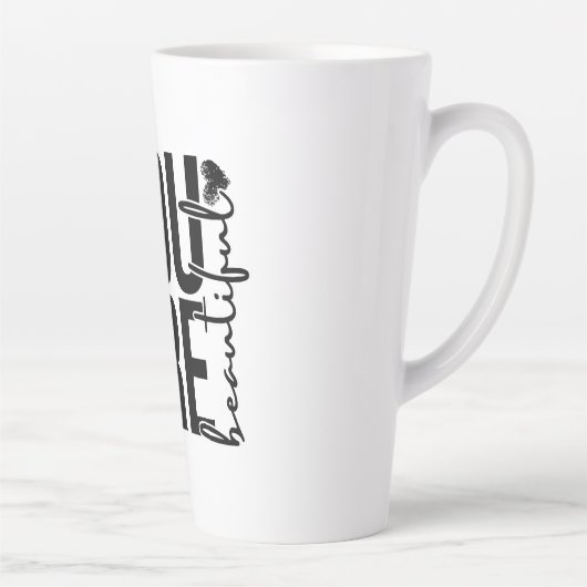 Minimalist “Beautiful” Typography Design – Black a Milchtasse (Rechts)