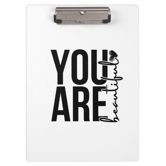 Minimalist “Beautiful” Typography Design – Black  Klemmbrett (Vorderseite)