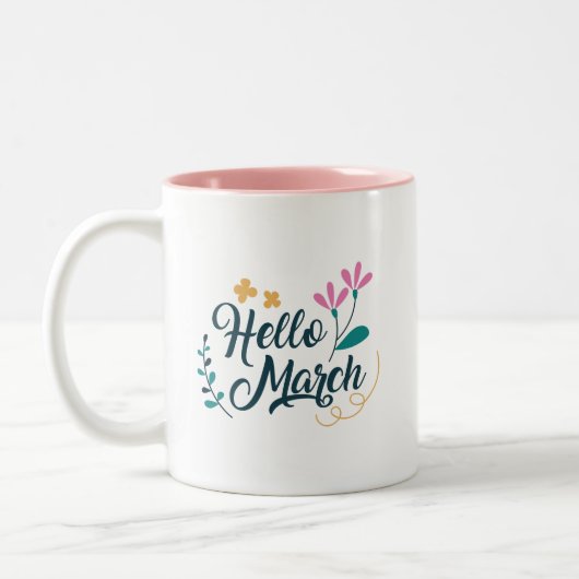 Minimalist Beauty Charming Hello March Soft Pink Zweifarbige Tasse (Links)