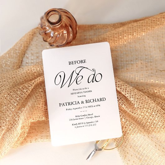 Minimalist Before We Do Rehearsal Dinner Einladung