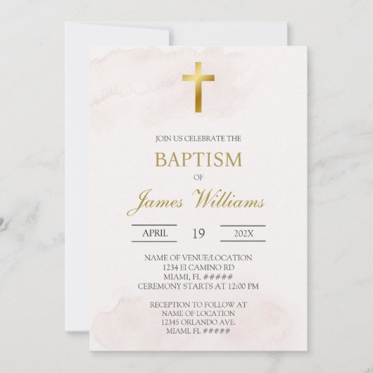 Minimalist beige baptism einladung (Vorderseite)