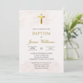 Minimalist beige baptism einladung (Stehend Vorderseite)