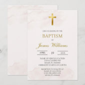 Minimalist beige baptism einladung (Vorne/Hinten)