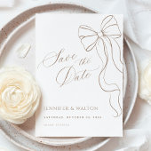 Minimalist Beige Bow Save the Date Card Einladung