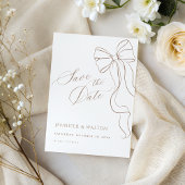 Minimalist Beige Bow Save the Date Card Einladung
