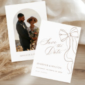 Minimalist Beige Bow Save the Date Card Einladung