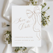 Minimalist Beige Bow Save the Date Card Einladung