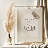 Minimalist Beige Butterfly Bridal Shower Welcome Poster