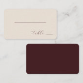 Minimalist Beige Calligraphy Platzkarte (Vorne/Hinten)