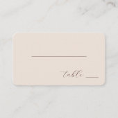 Minimalist Beige Calligraphy Platzkarte (Vorderseite)