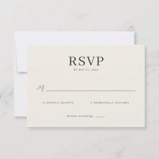 Minimalist Beige Calligraphy Template RSVP Karte (Vorderseite)