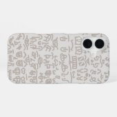 Minimalist Beige Doodle Pattern Case – Abst iPhone 16 Hülle (Rückseite (Horizontal))