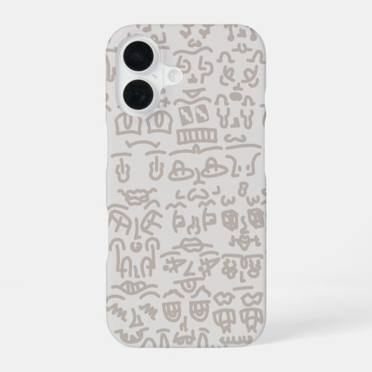 Minimalist Beige Doodle Pattern Case – Abst iPhone 16 Hülle (Rückseite)