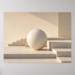 Minimalist Beige Geometrische Kugel Abstrakter Pos Poster