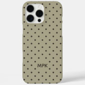 Minimalist Beige Gray Custom Monogram Polka Dot  Case-Mate iPhone Hülle (Rückseite)