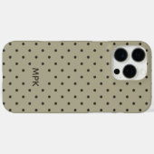 Minimalist Beige Gray Custom Monogram Polka Dot  Case-Mate iPhone Hülle (Rückseite (Horizontal))