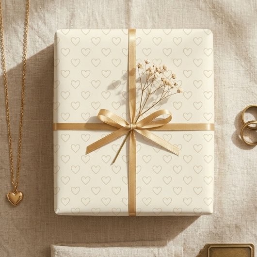 Minimalist Beige Heart Gift Geschenkpapier