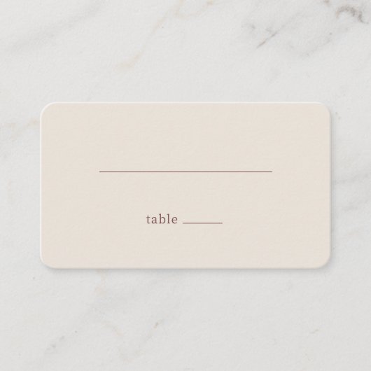 Minimalist Beige Linie Platzkarte (Vorderseite)
