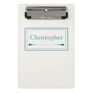 Minimalist Beige & Navy Blau personalisiertes Mono Mini Klemmbrett