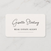 Minimalist Beige Real Estate Agent QR Code Visitenkarte (Vorderseite)