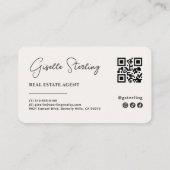 Minimalist Beige Real Estate Agent QR Code Visitenkarte (Rückseite)