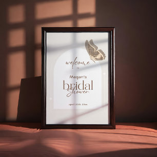 Minimalist Beige Schmetterling Brautparty Willkomm Poster