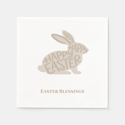 Minimalist Beige-Typografie-Hasen-Ostern Serviette (Vorderseite)