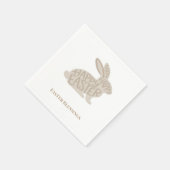 Minimalist Beige-Typografie-Hasen-Ostern Serviette (Ecke)