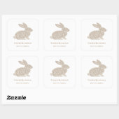 Minimalist Beige Typography Rabbit Easter Quadratischer Aufkleber (Blatt)