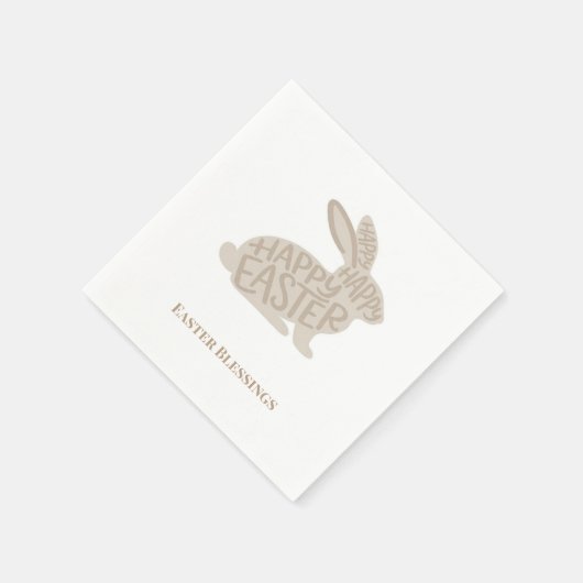 Minimalist Beige Typography Rabbit Easter Serviette (Ecke)
