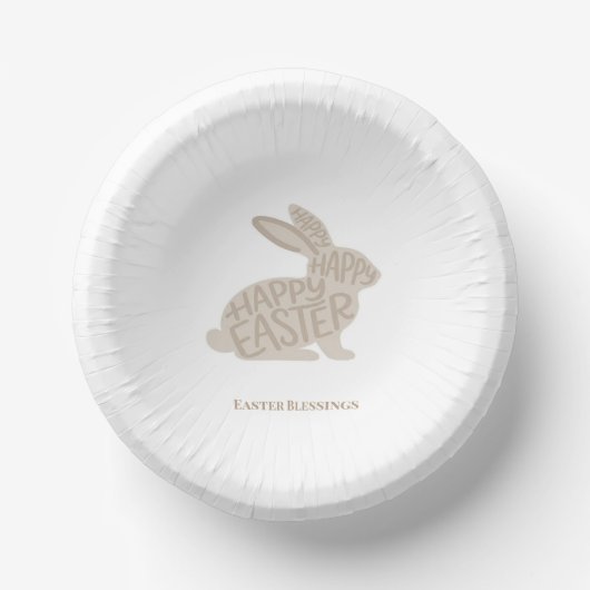 Minimalist Beige Typography Rabbit Pappteller (Vorderseite)