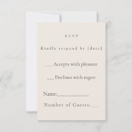 Minimalist Beige Weddding RSVP Card Karte