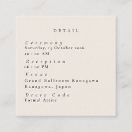 Minimalist Beige Wedding Details Enclosure Card Begleitkarte