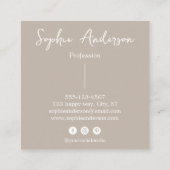 Minimalist Beige with Elegant Script & Bow      Quadratische Visitenkarte (Rückseite)